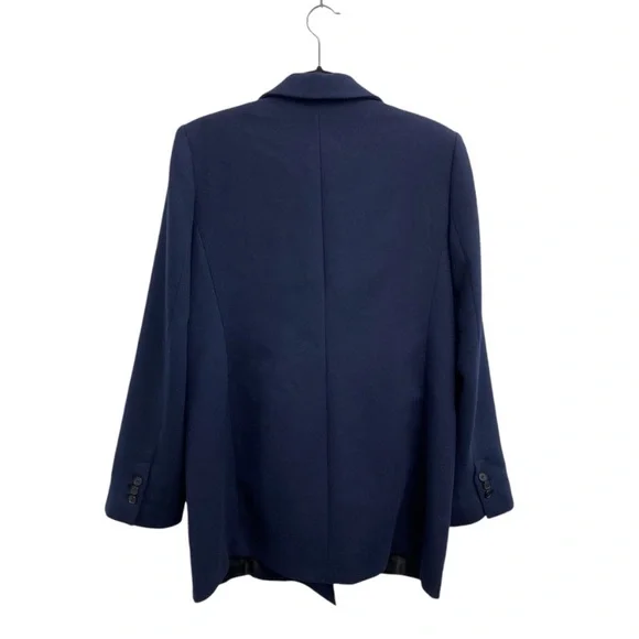 Zara Double Breasted Blazer In Navy Blue With Interior Strap Size Large - Picture 7 of 12